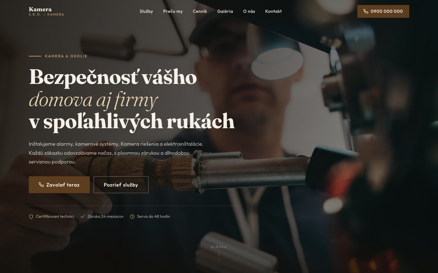 Návrh webu pre alarmy a kamerové systémy
