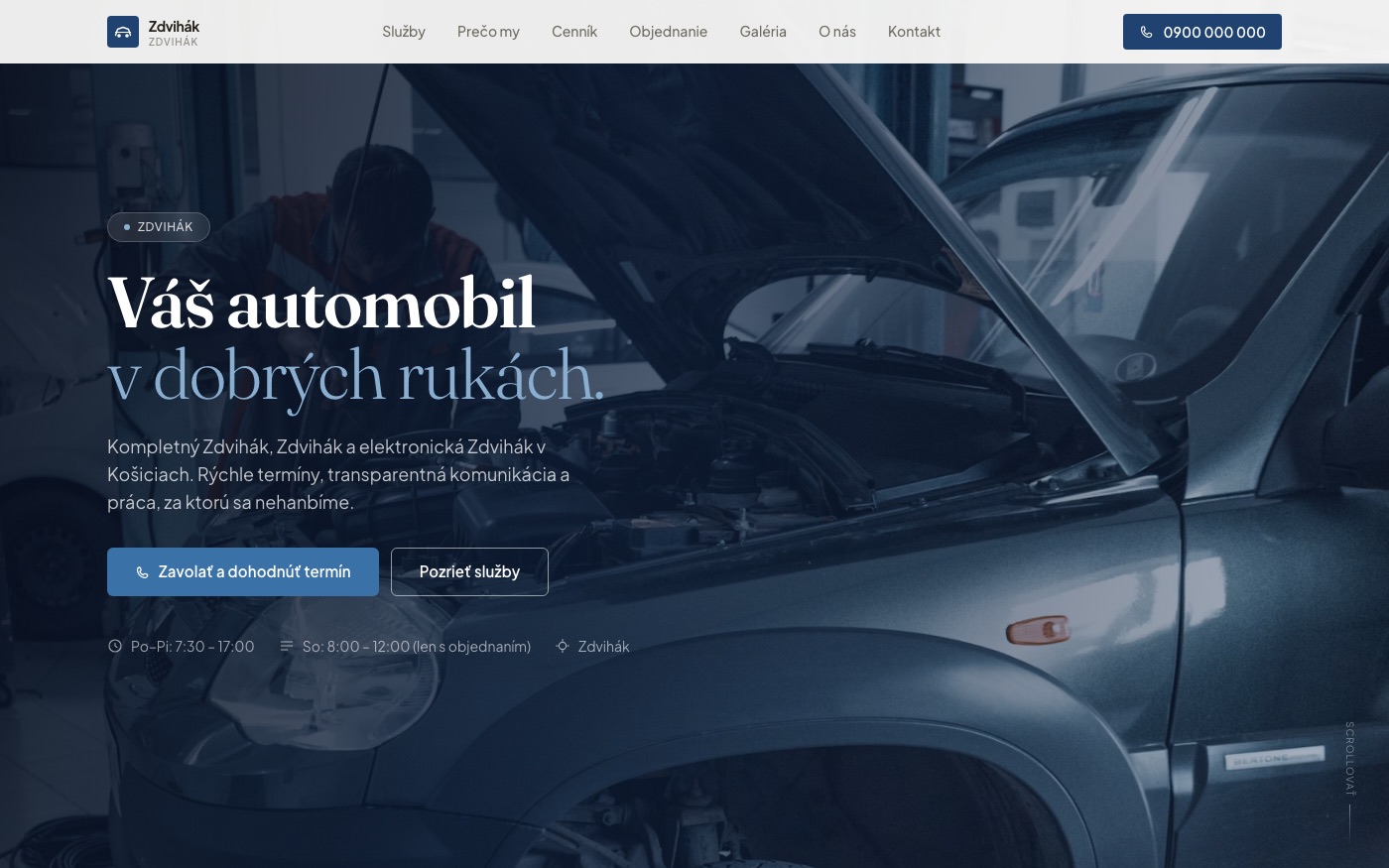 Návrh webu pre autoservis