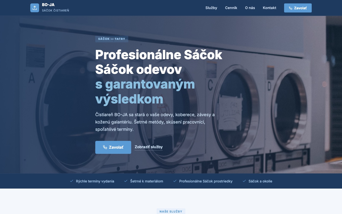 Návrh webu pre čistiareň odevov