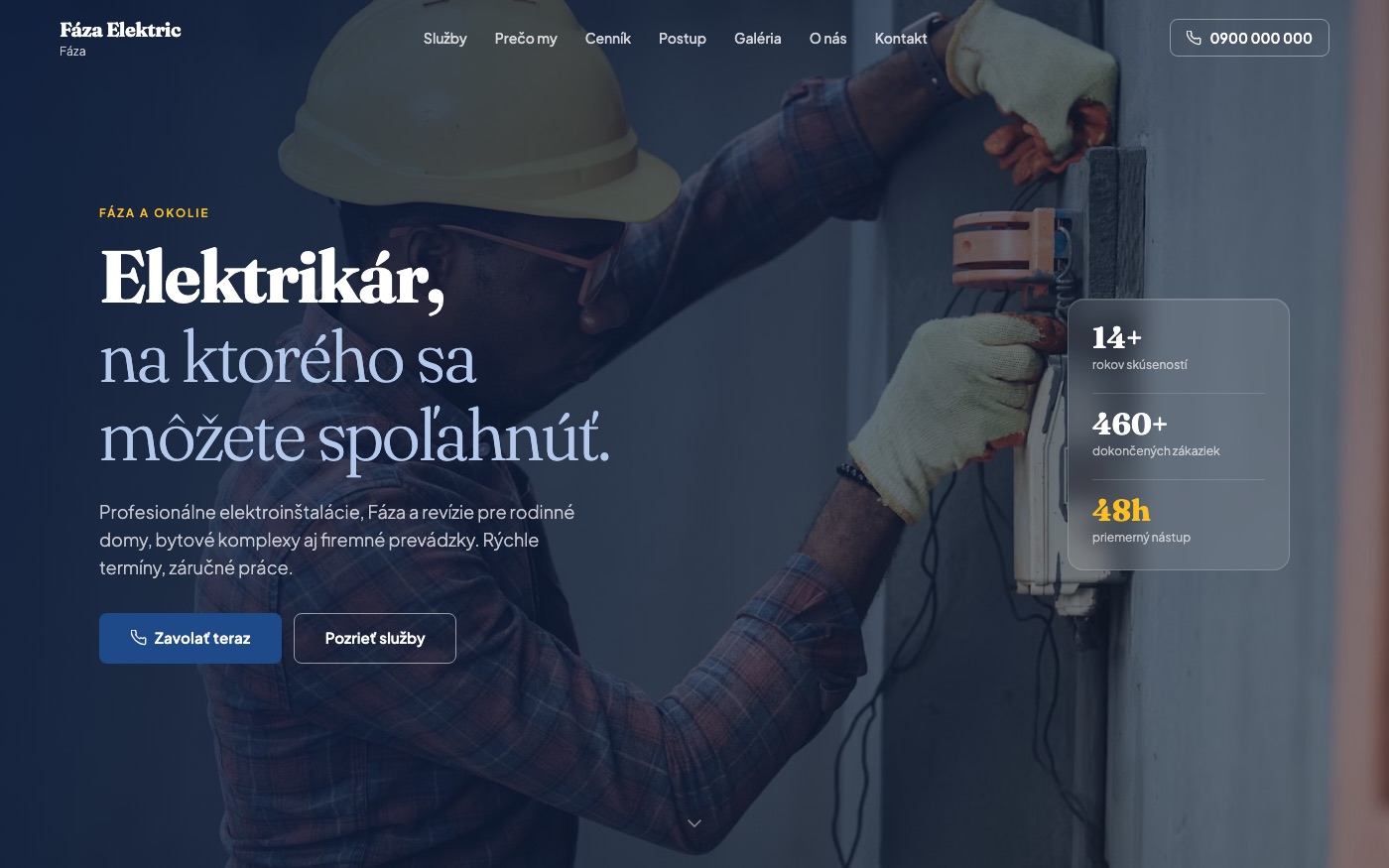 Návrh webu pre elektrikára