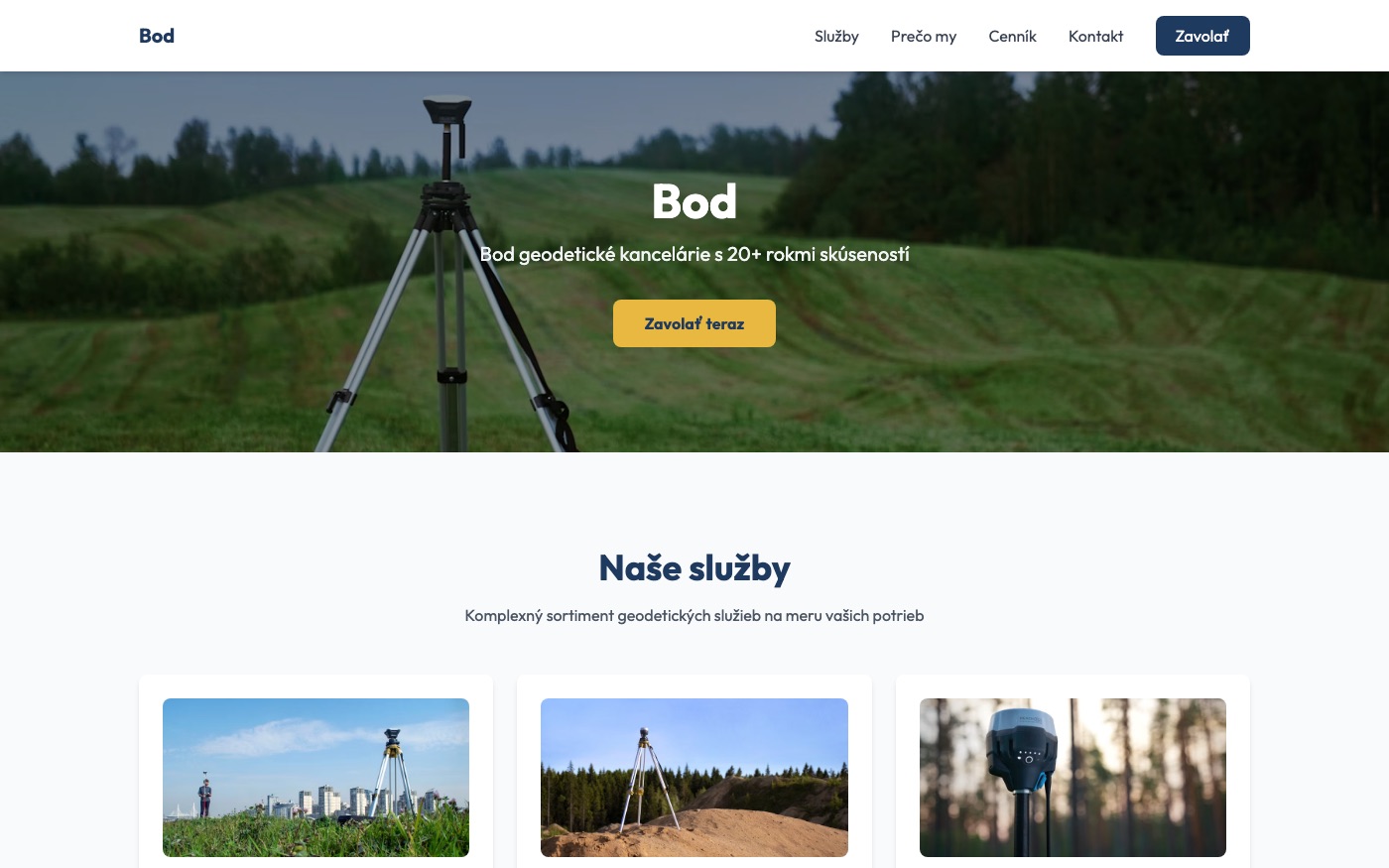 Návrh webu pre geodetické služby