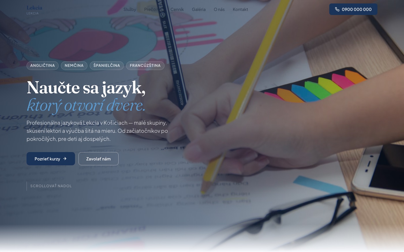 Návrh webu pre jazykovú školu