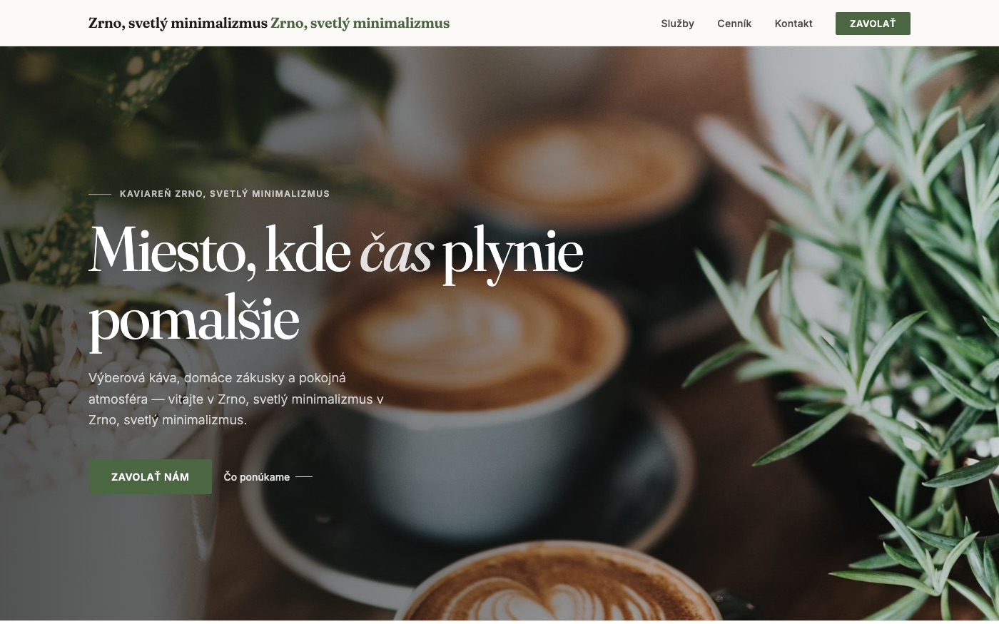Návrh webu pre kaviareň