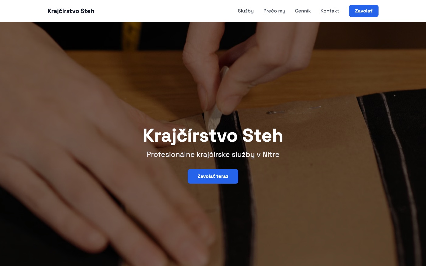 Návrh webu pre krajčírstvo