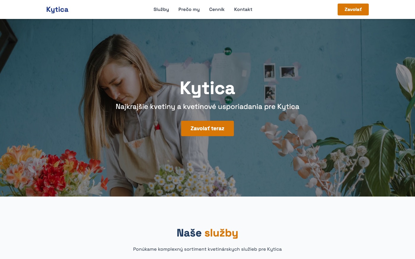 Návrh webu pre kvetinárstvo