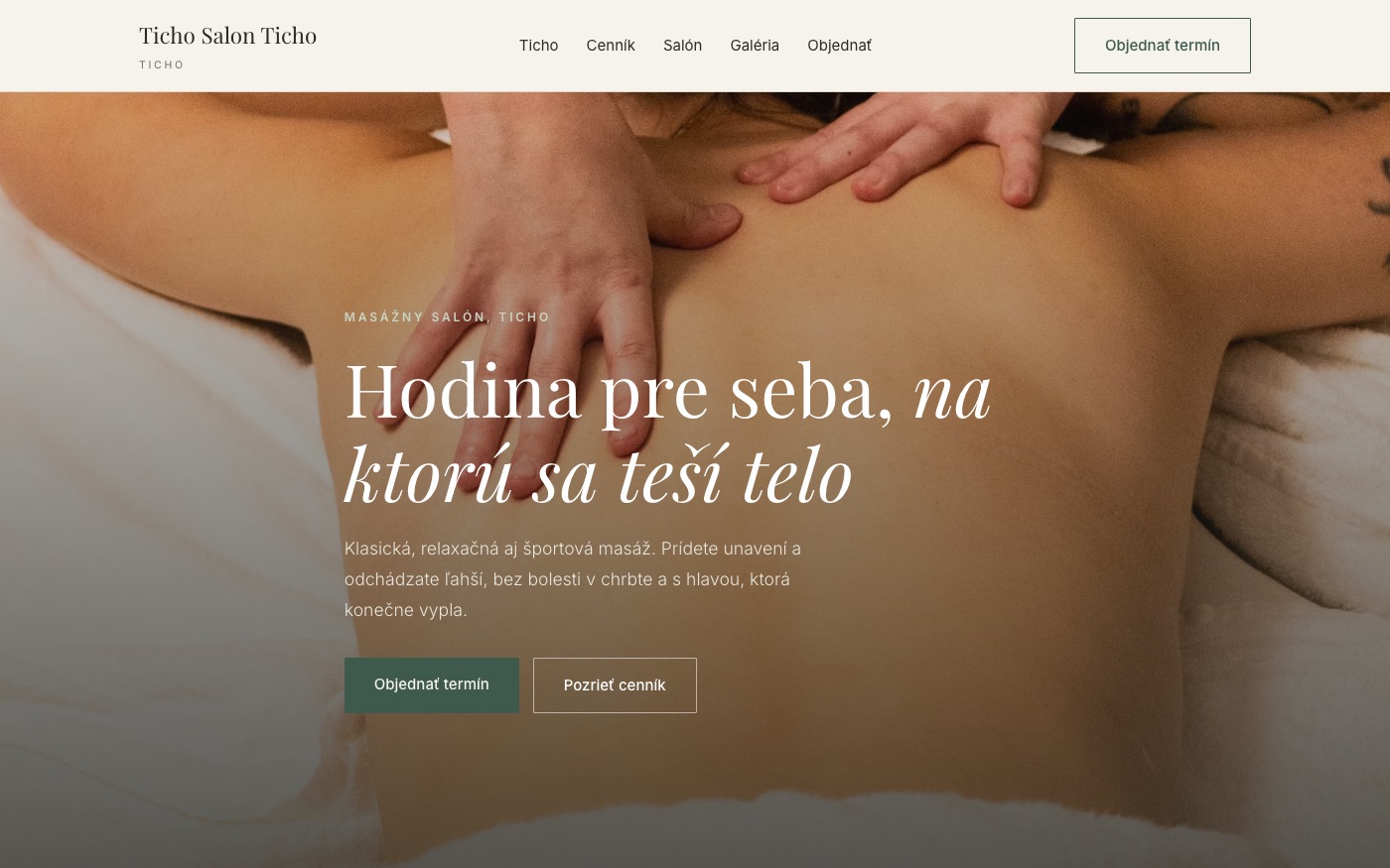 Návrh webu pre masážny salón