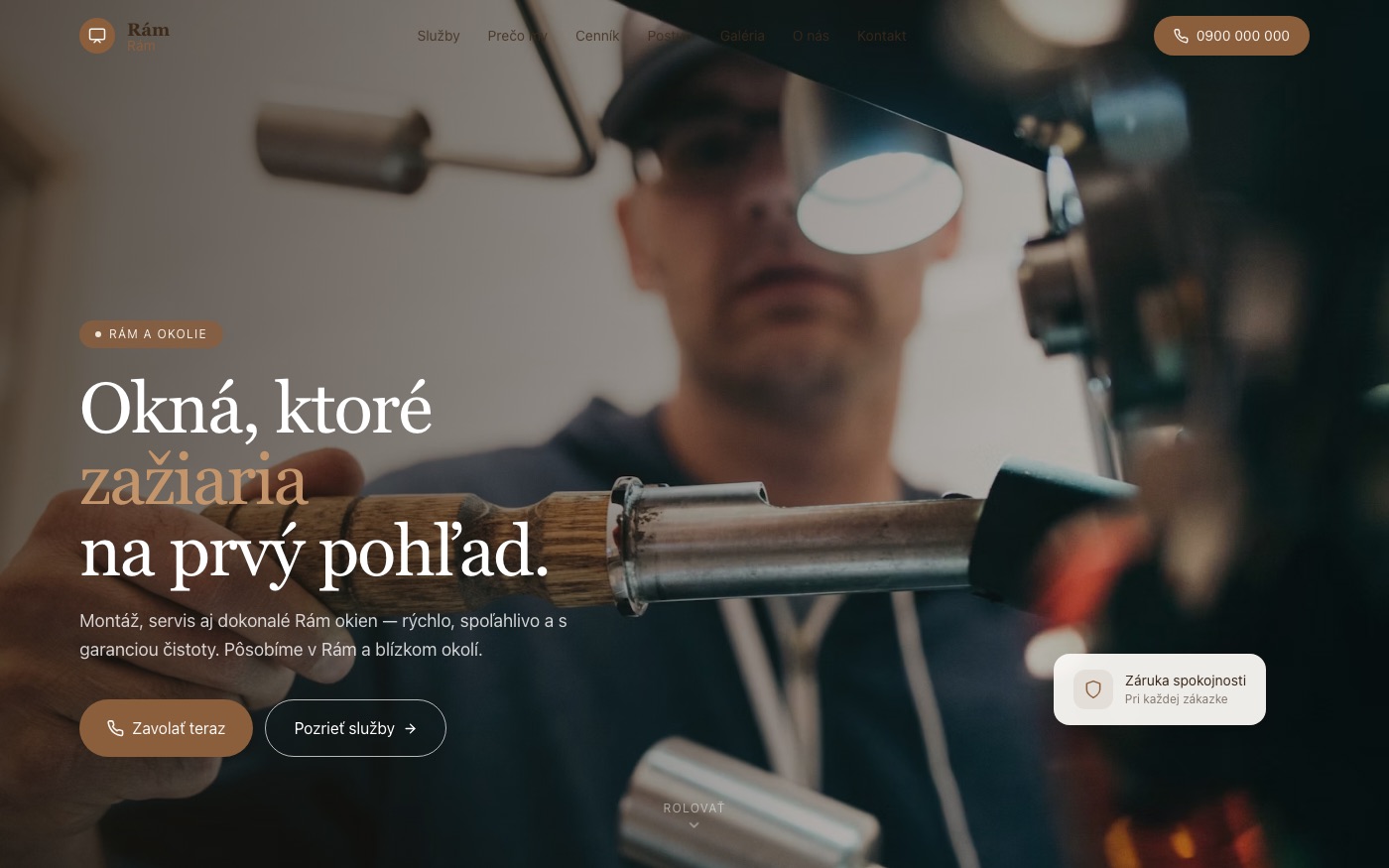 Návrh webu pre montáž a servis okien