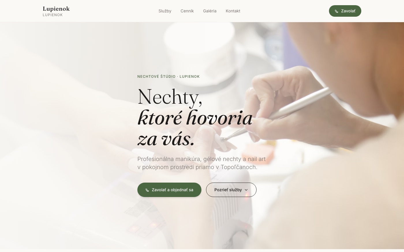 Návrh webu pre nechtové štúdio