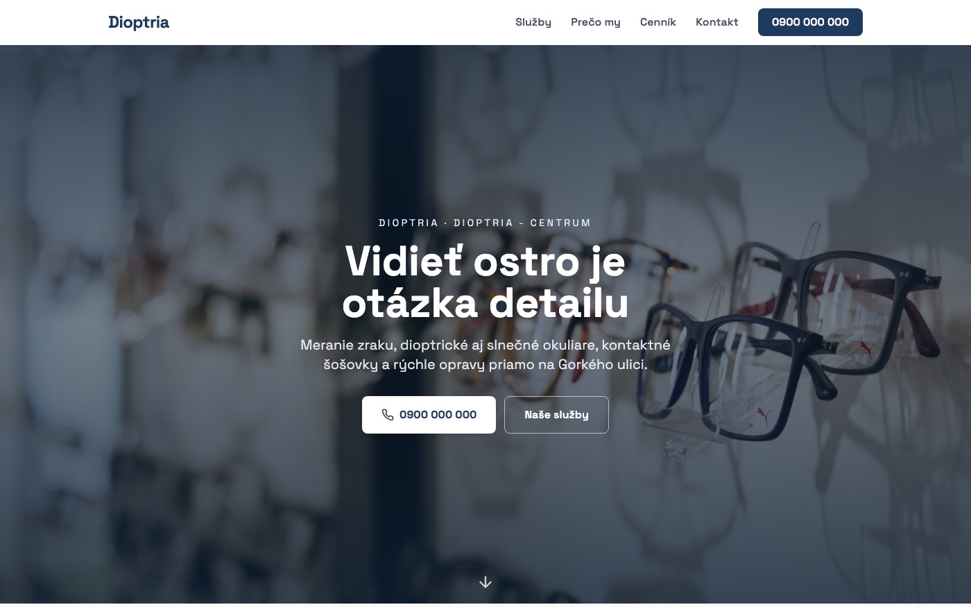 Návrh webu pre očnú optiku