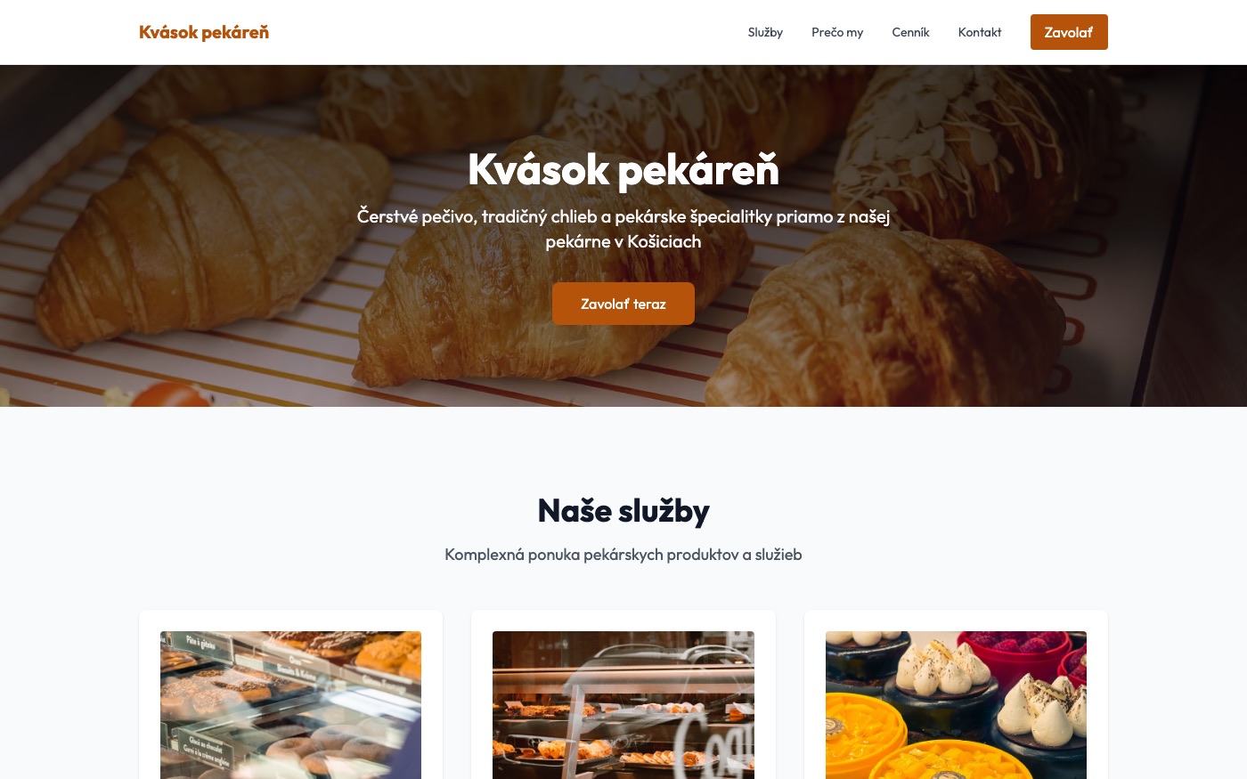 Návrh webu pre pekáreň