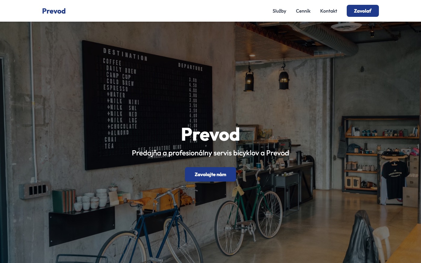 Návrh webu pre predajňu a servis bicyklov