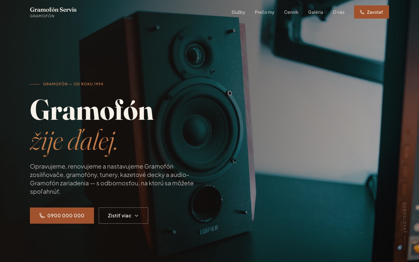 Návrh webu pre servis audio techniky