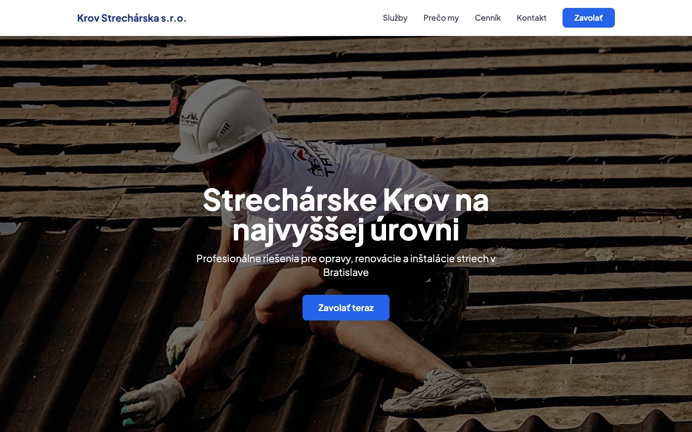 Návrh webu pre strechára