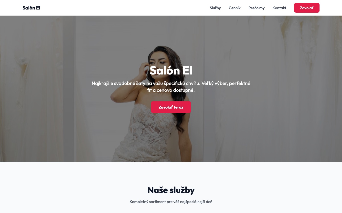 Návrh webu pre svadobný salón