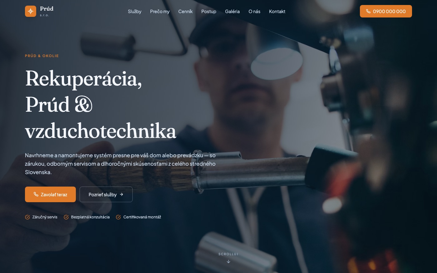 Návrh webu pre vzduchotechniku a rekuperáciu