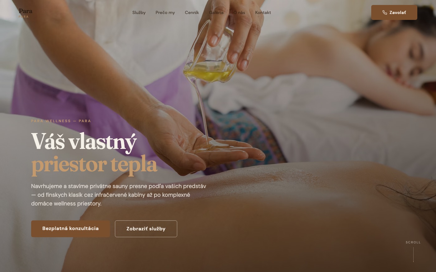 Návrh webu pre wellness a sauny