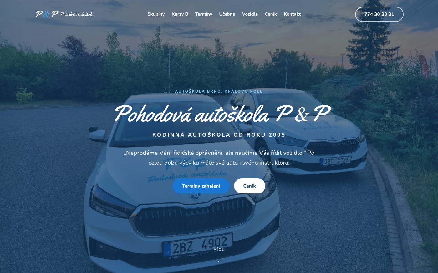 Náhľad webovej stránky Pohodová autoškola P&P, autoškola Brno Královo Pole